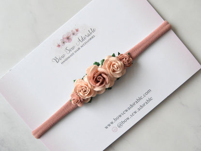 Dusky pink roses | Flower headband