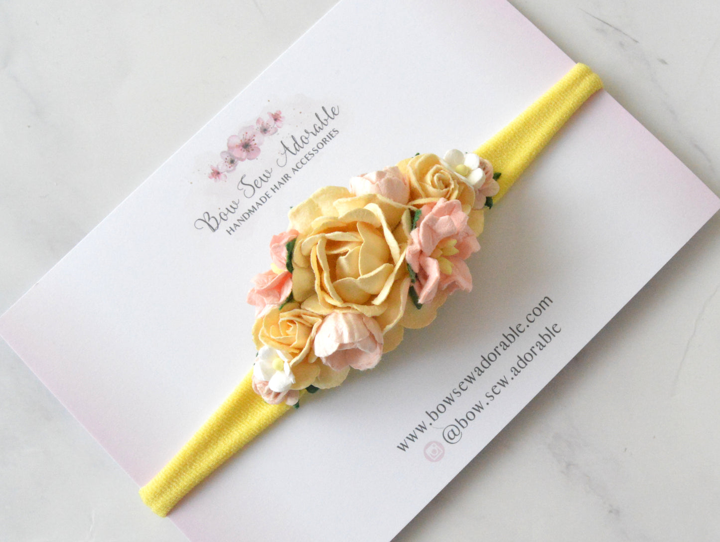 Lemon & pink floral | Flower headband