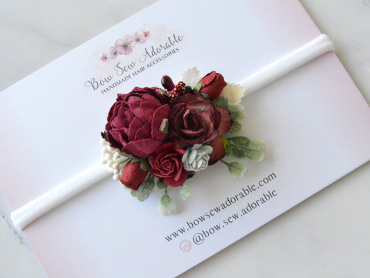 Merlot floral | Flower headband or hair clip