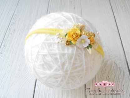 Mini lemon rose | Flower headband / clip