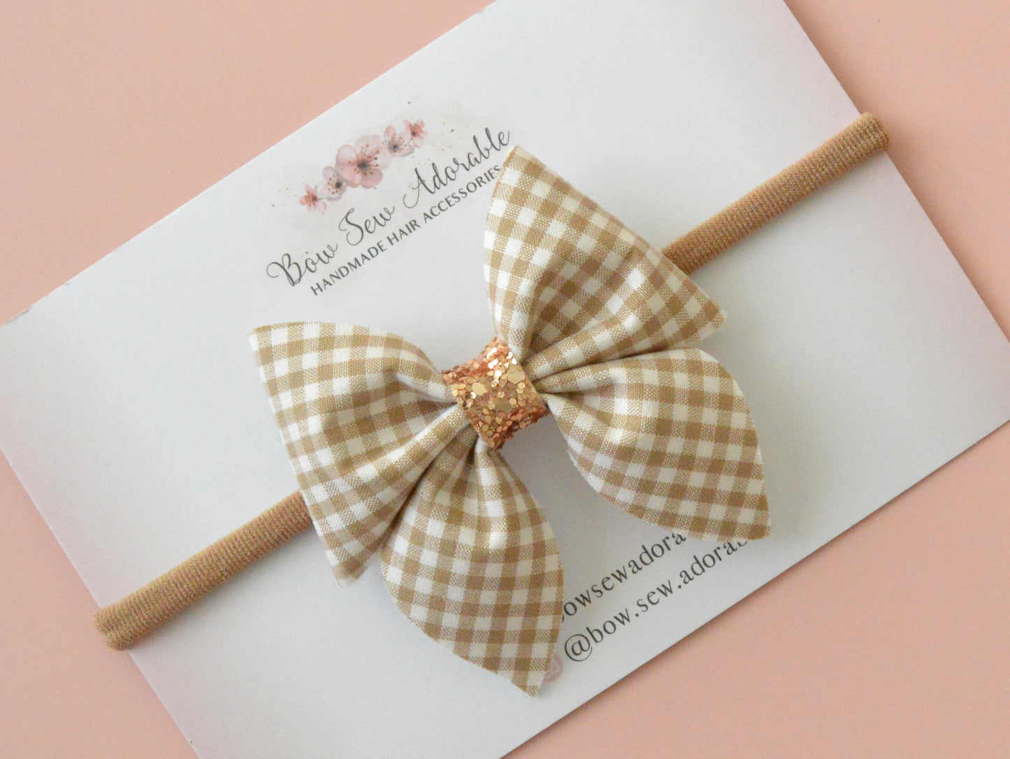 Neutral gingham | Hair bow