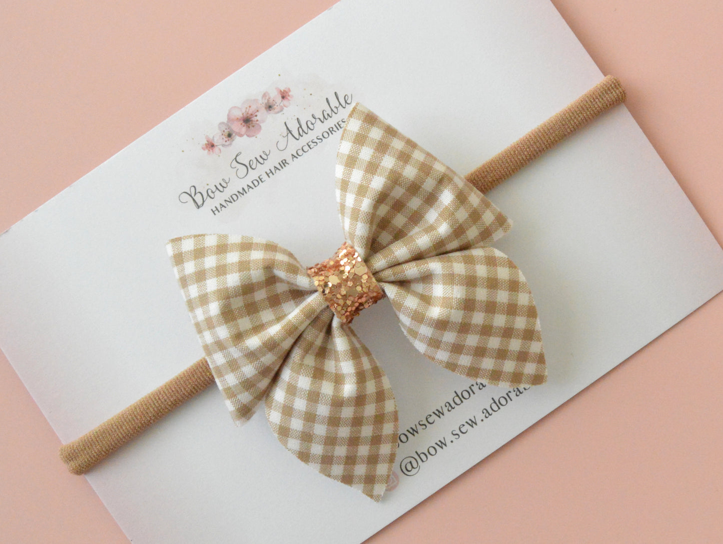 Neutral gingham | Hair bow