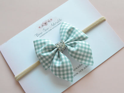 Duck egg gingham | Hair bow