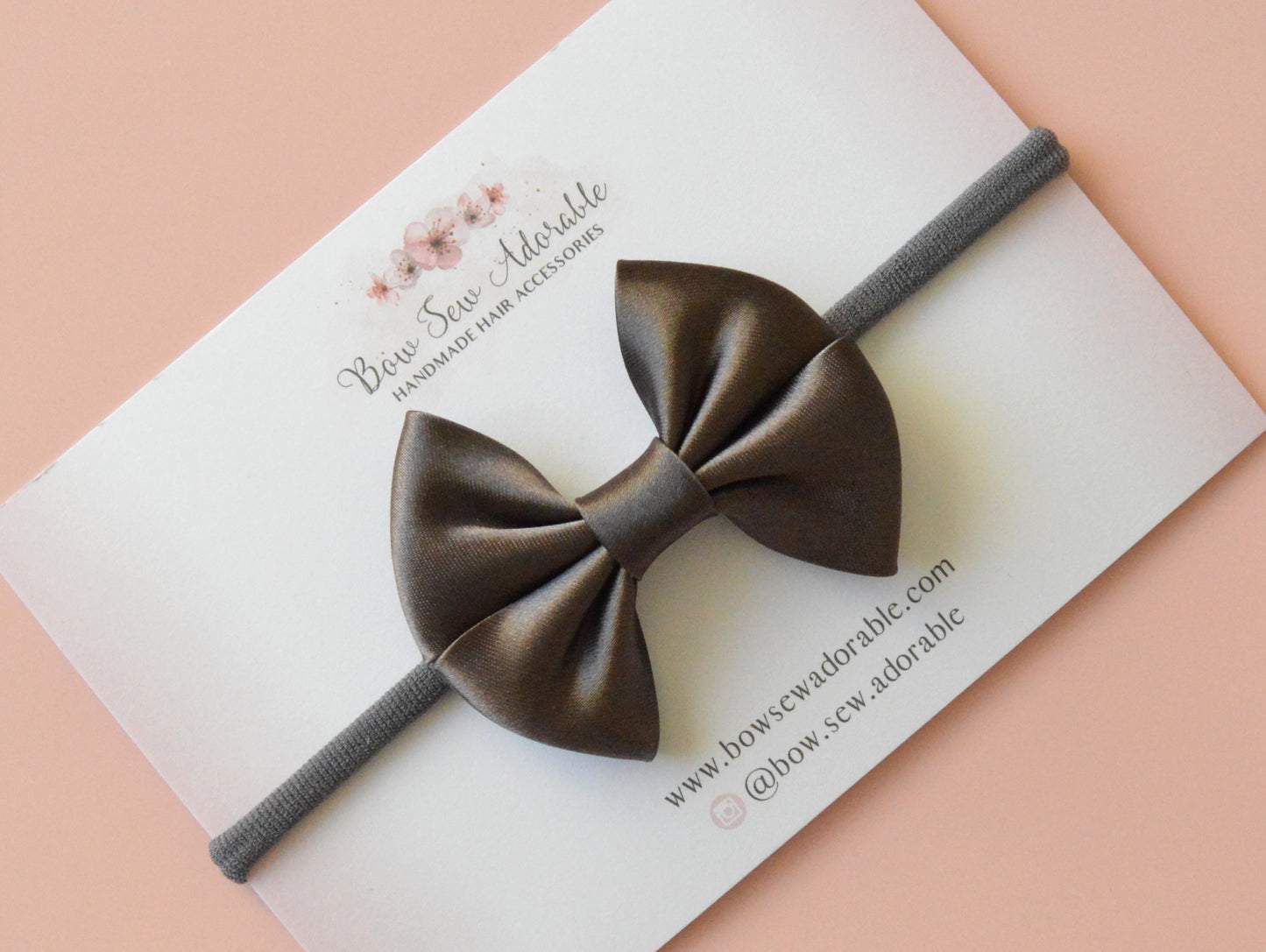 Grey satin bias | Hair bow