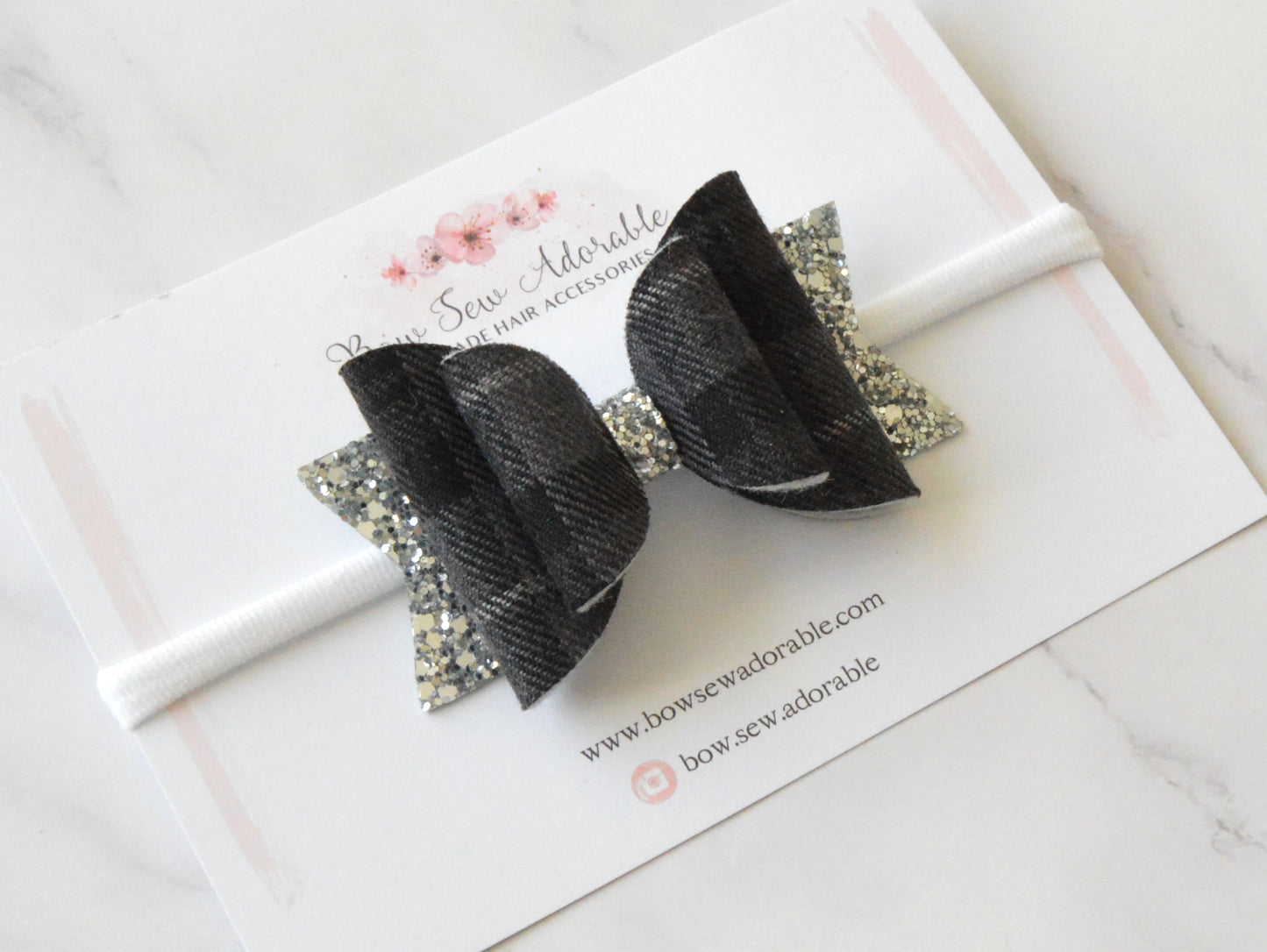 Grey tartan | Hair bow