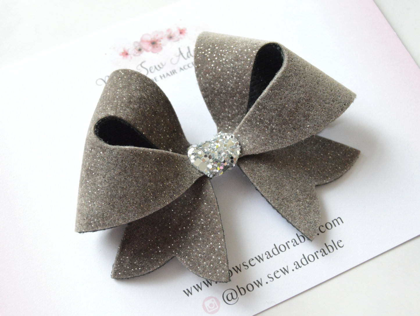 Grey velvet | Hair bow