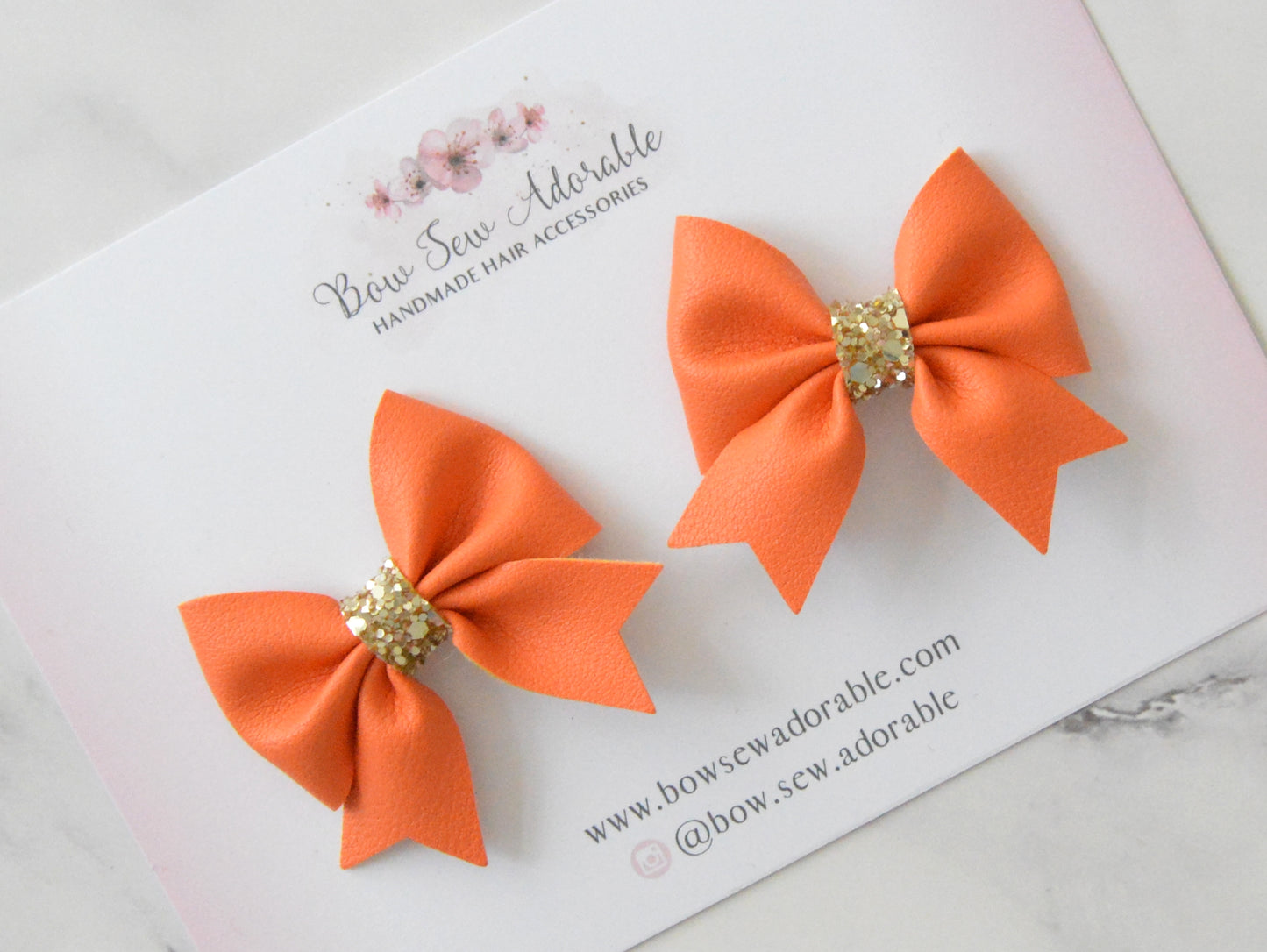 Orange piggies | Hair bow set