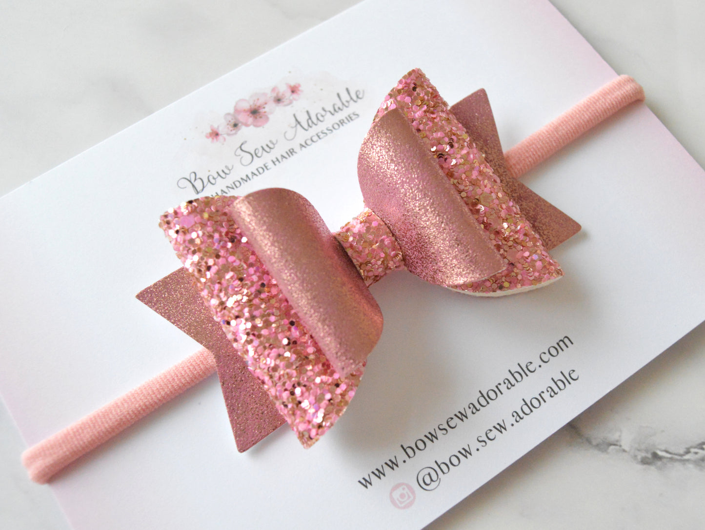 Candy pink gold shimmer | Hair bow