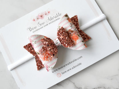 Rose Gold Floral | Hair Bow