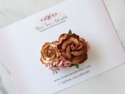 Dusky brown | Large flower hair clip