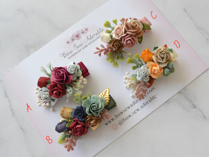 Mini autumn florals | Hair clip set/individual