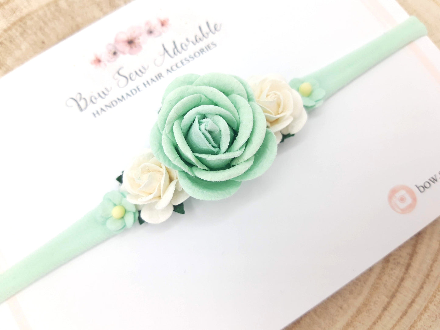 Mint flower headband