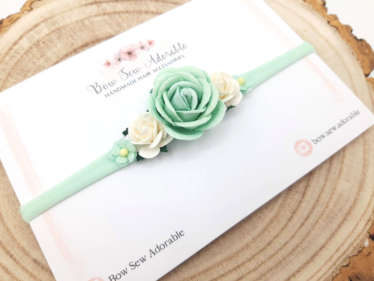 Mint flower headband