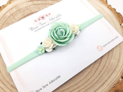 Mint flower headband