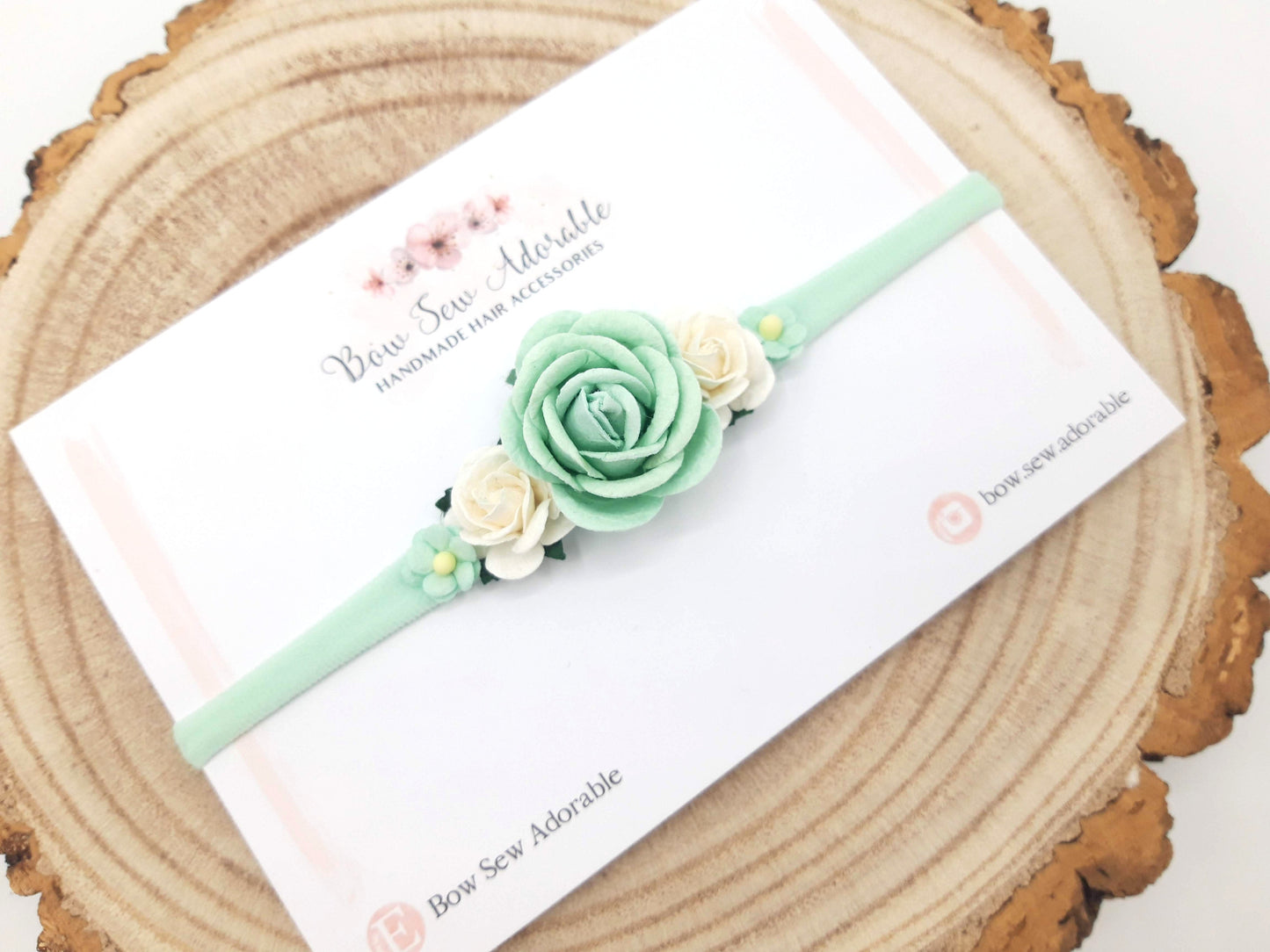 Mint flower headband