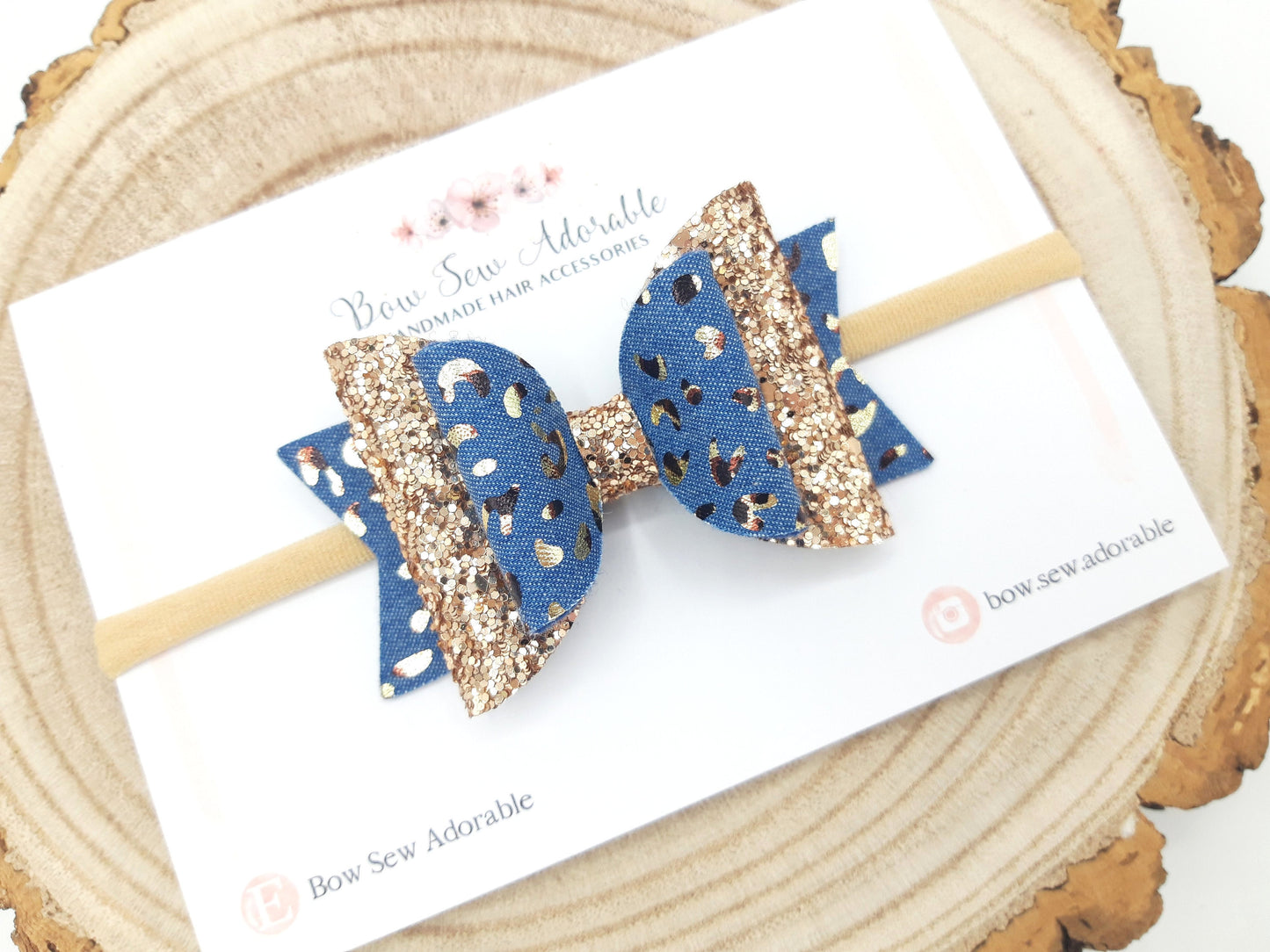 Denim Leopard | Hair bow