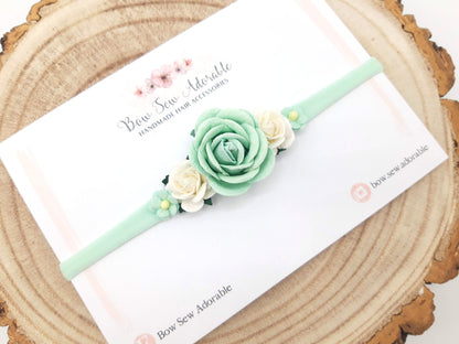 Mint flower headband