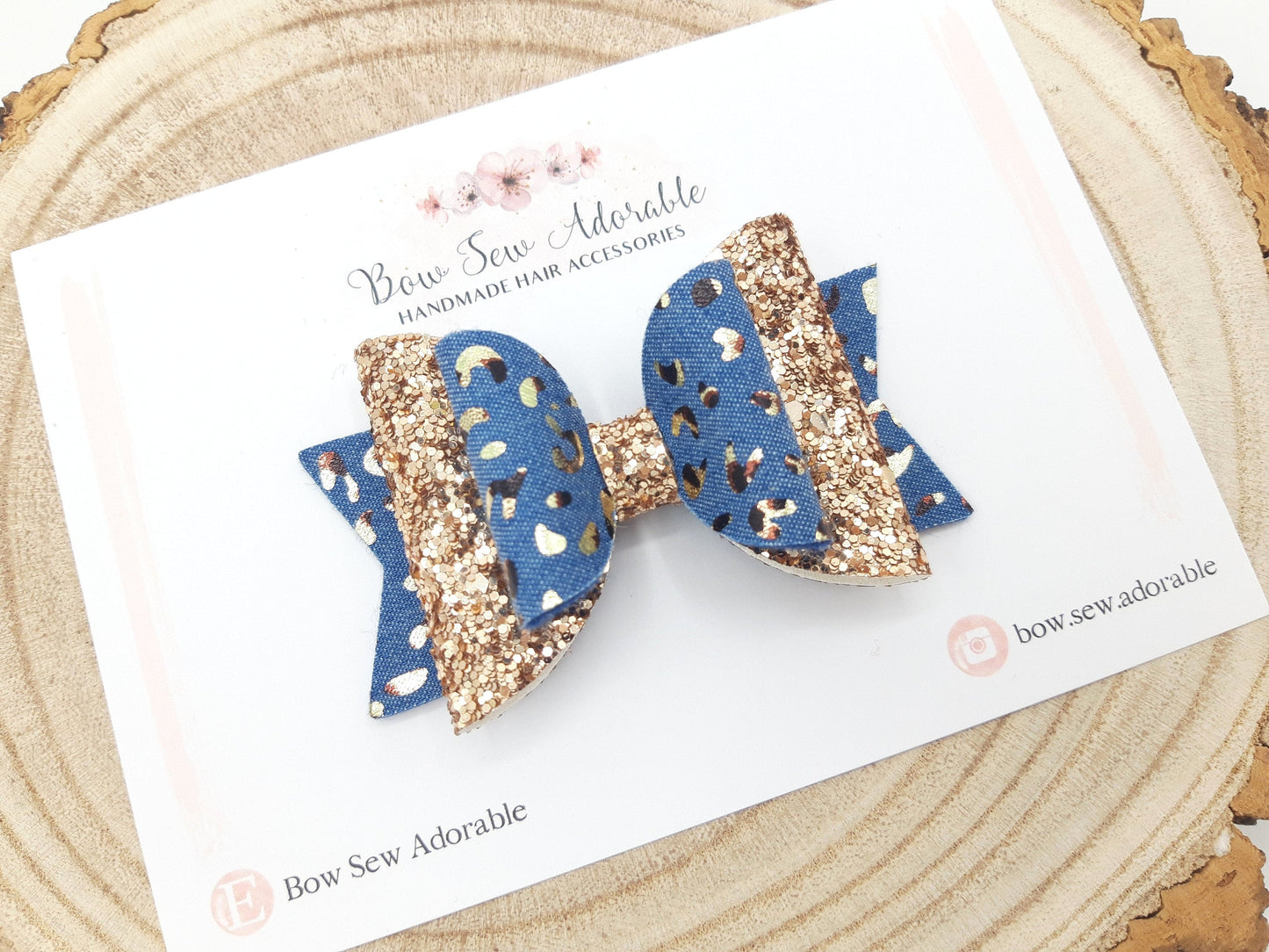 Denim Leopard | Hair bow