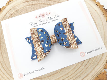 Denim Leopard | Hair bow