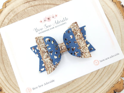 Denim Leopard | Hair bow