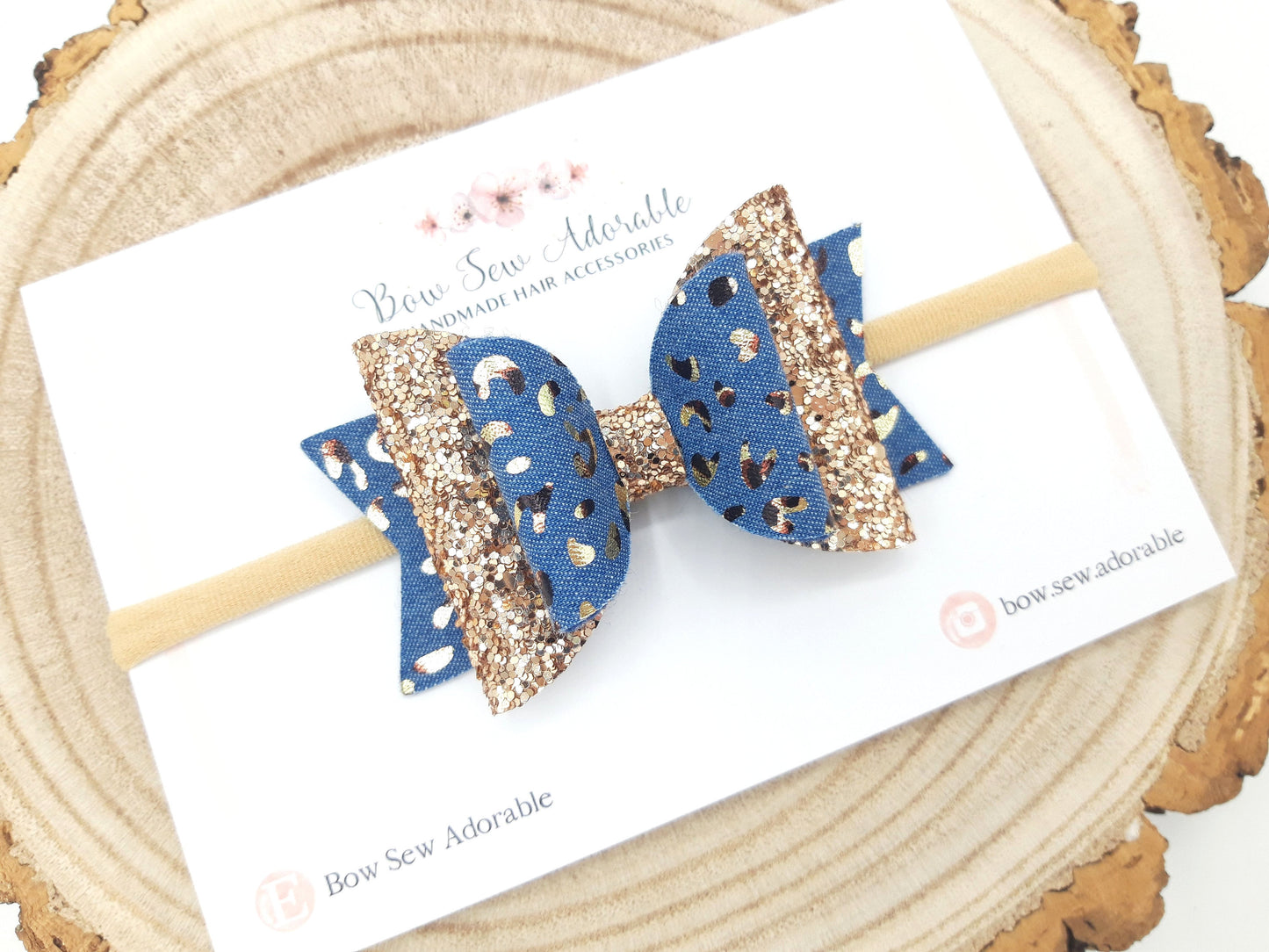 Denim Leopard | Hair bow