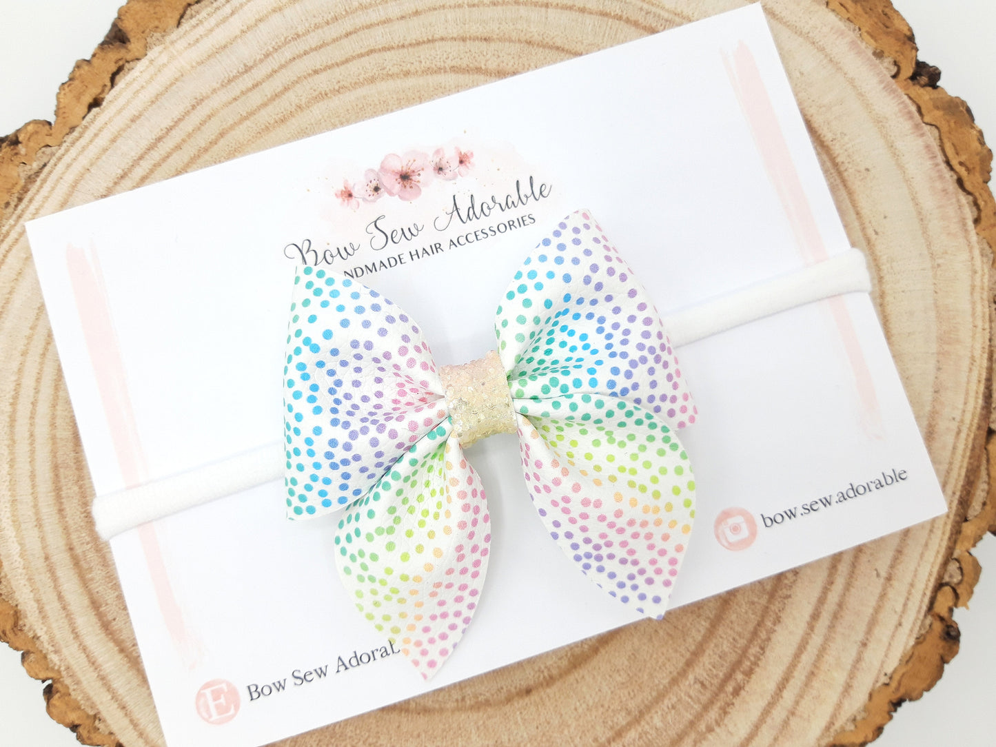 Rainbow polka dots | Hair bow