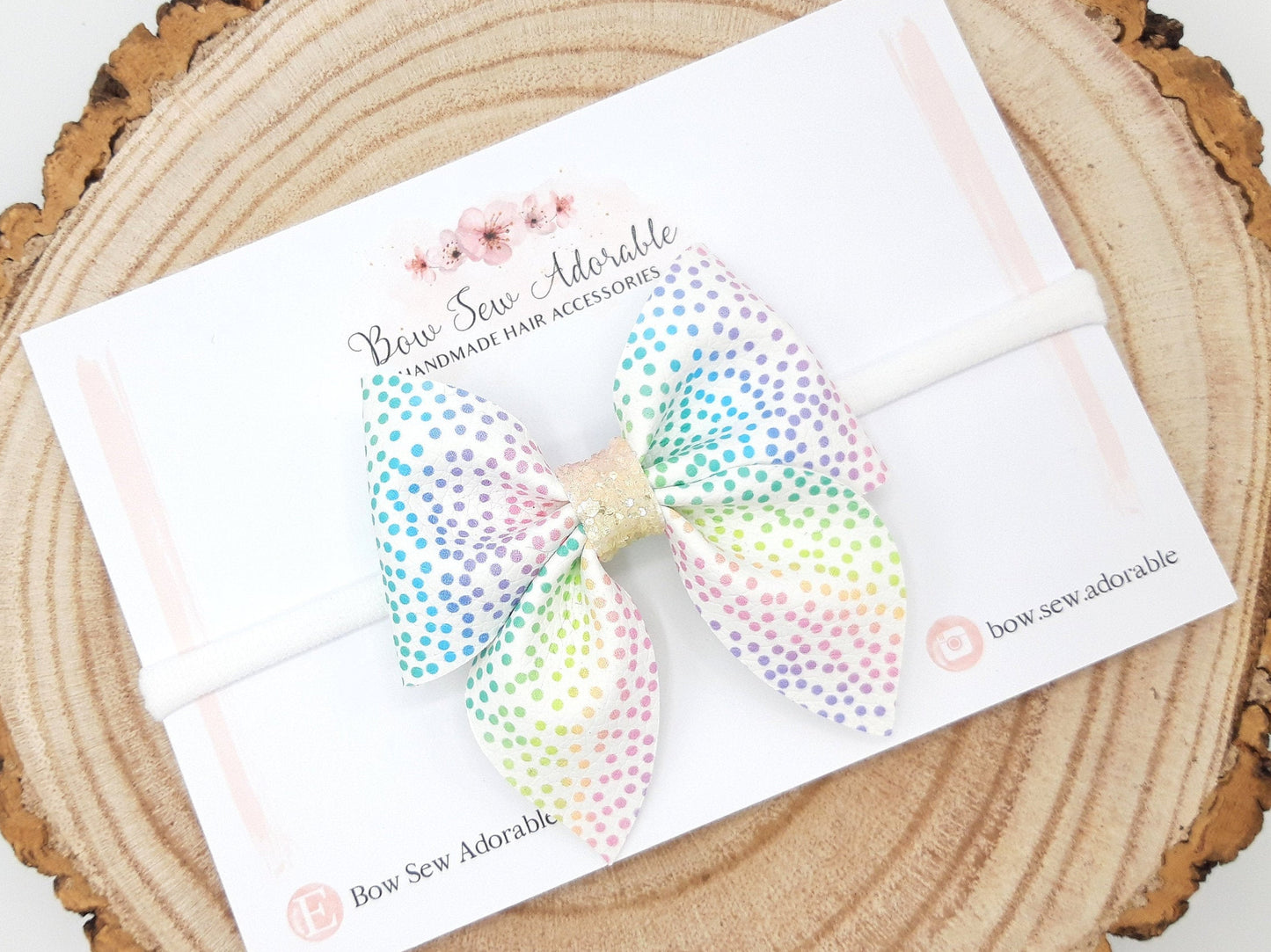 Rainbow polka dots | Hair bow