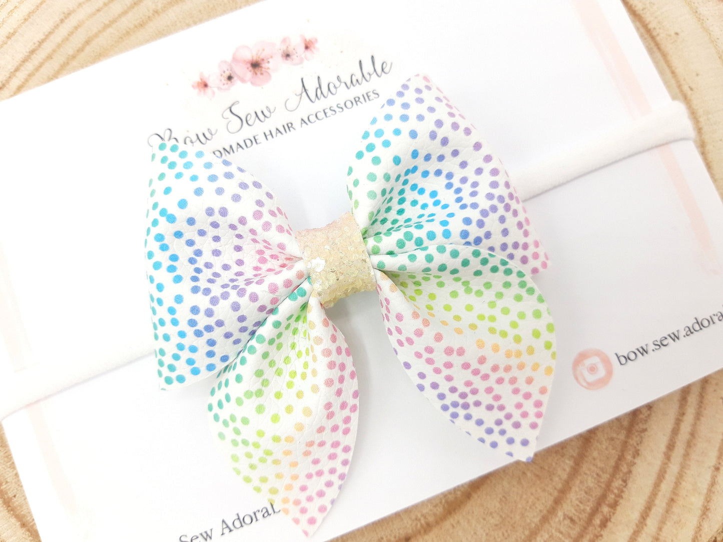 Rainbow polka dots | Hair bow