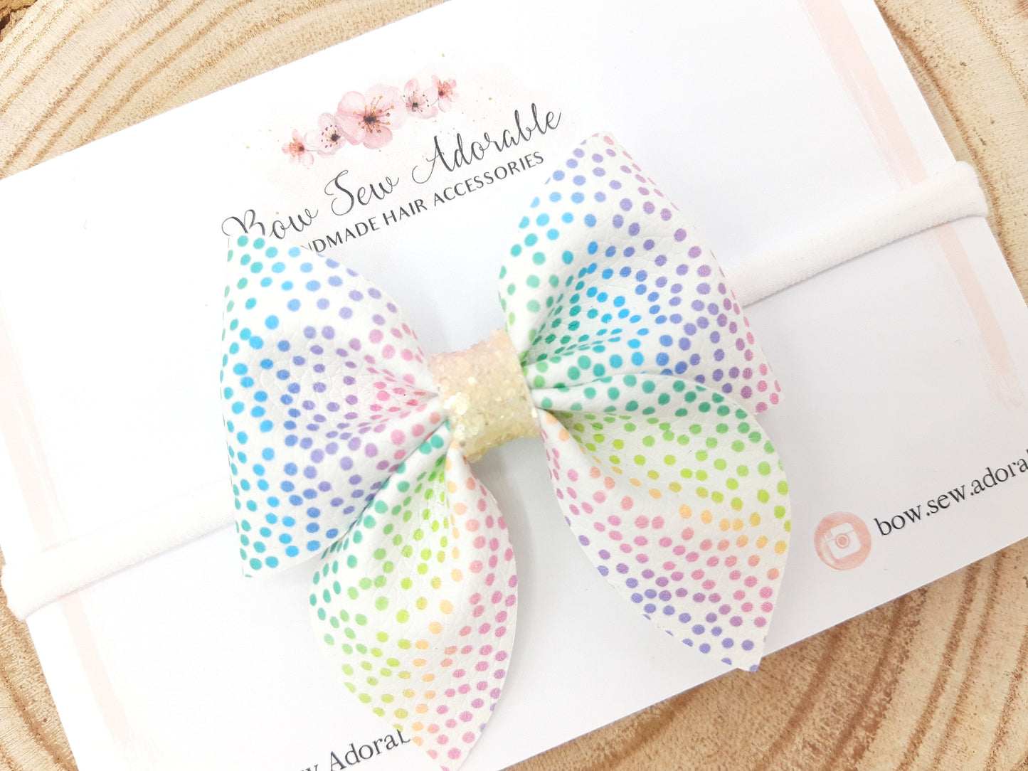 Rainbow polka dots | Hair bow