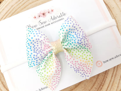 Rainbow polka dots | Hair bow