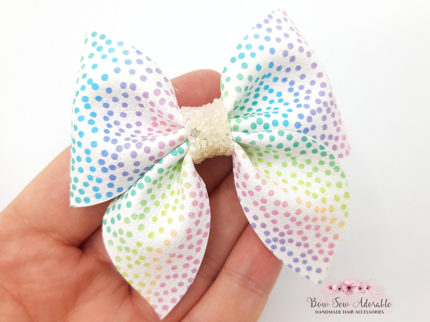 Rainbow polka dots | Hair bow