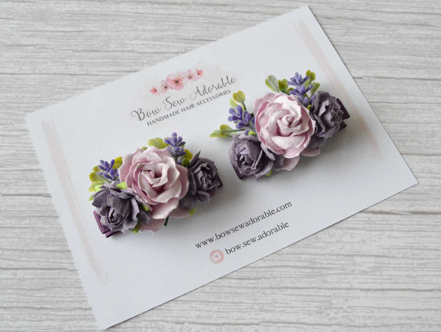 Lavender piggys | Flower hair clips