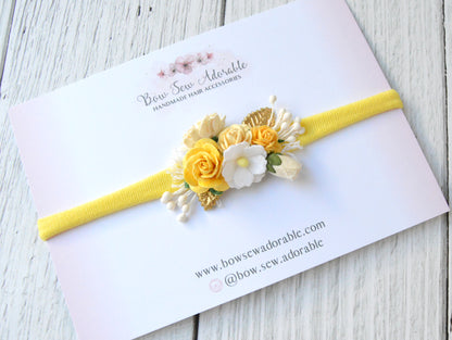 Mini lemon rose | Flower headband / clip