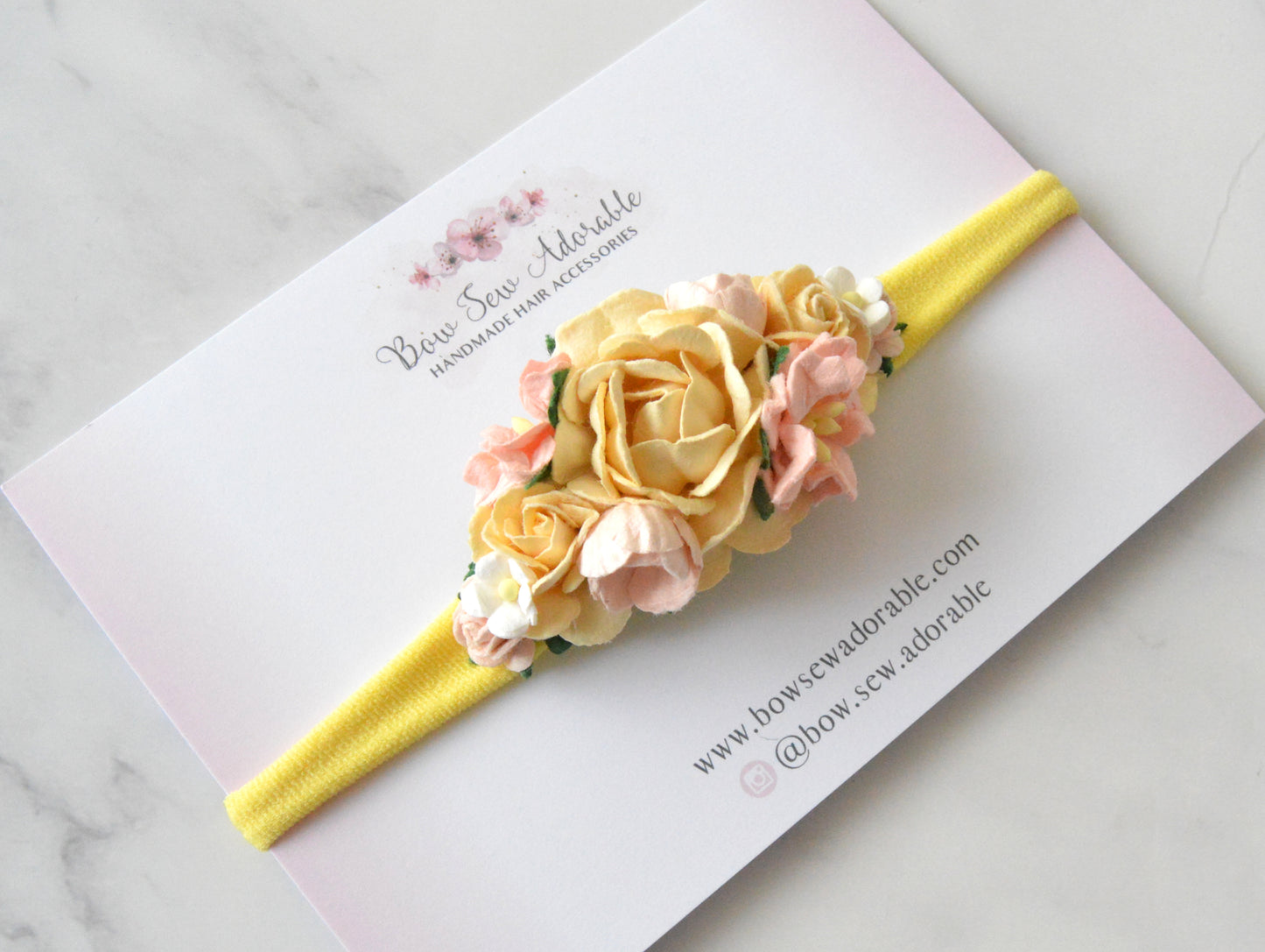 Lemon & pink floral | Flower headband