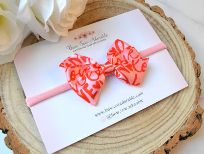 Love print pinwheel | Hair bow