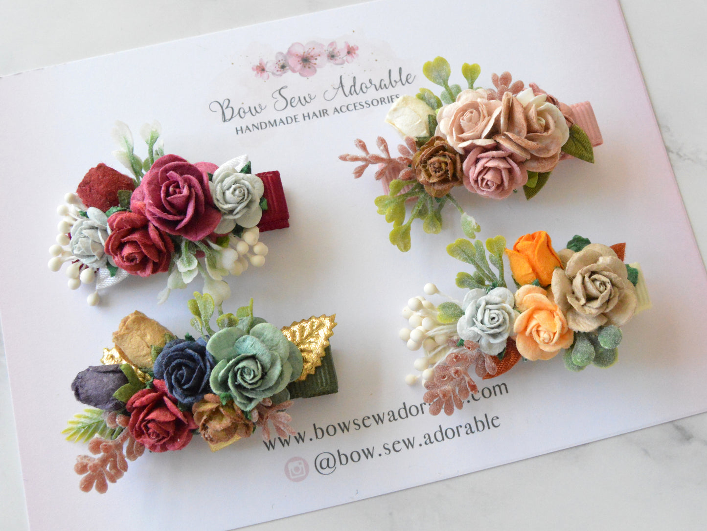 Mini autumn florals | Hair clip set/individual