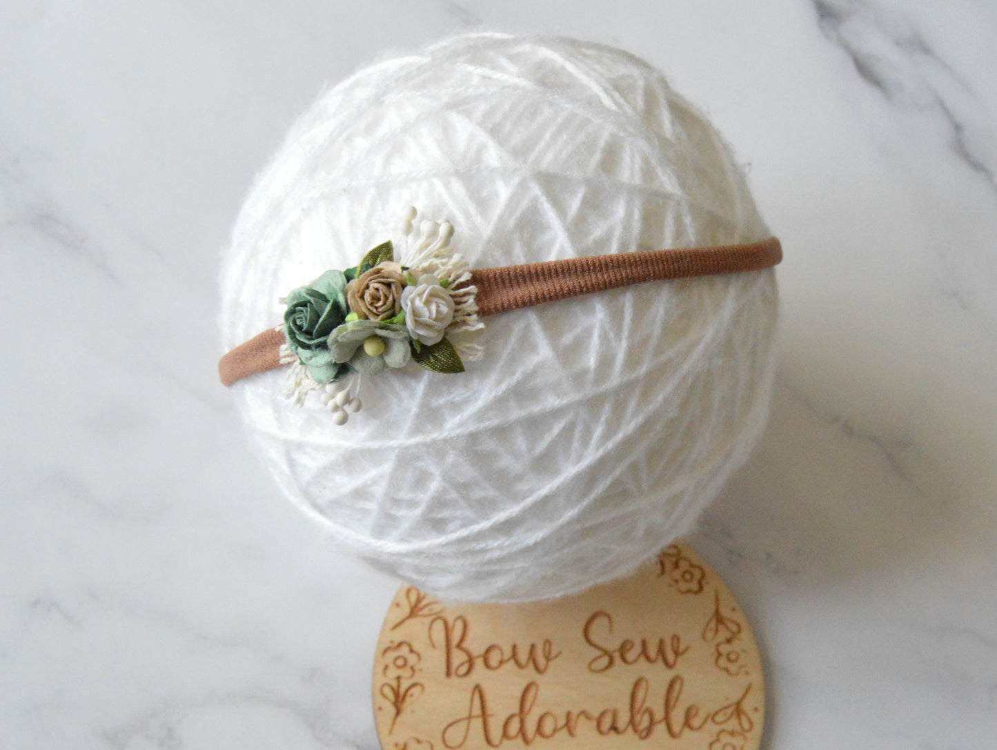 Mini eucalyptus rose | Flower headband/clip