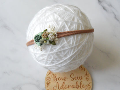 Mini eucalyptus rose | Flower headband/clip