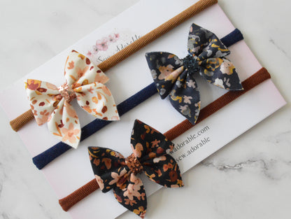 Floral sailor bows | Hair clips/headbands set