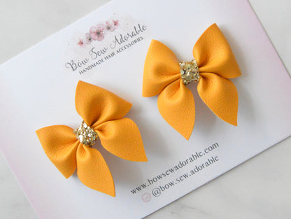 Mustard piggies | Hair bow set