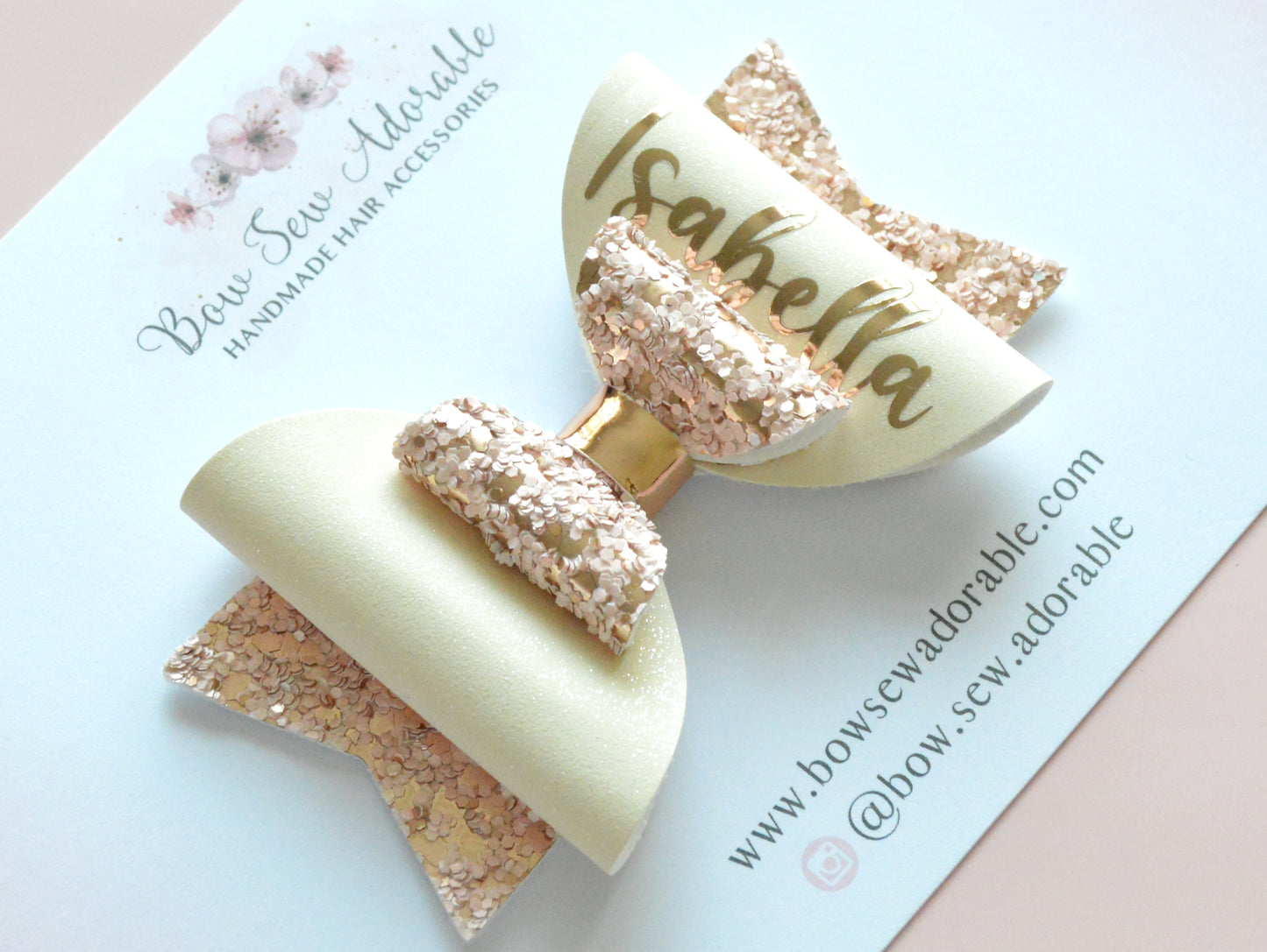 Shimmering blush | Personalised hair bow