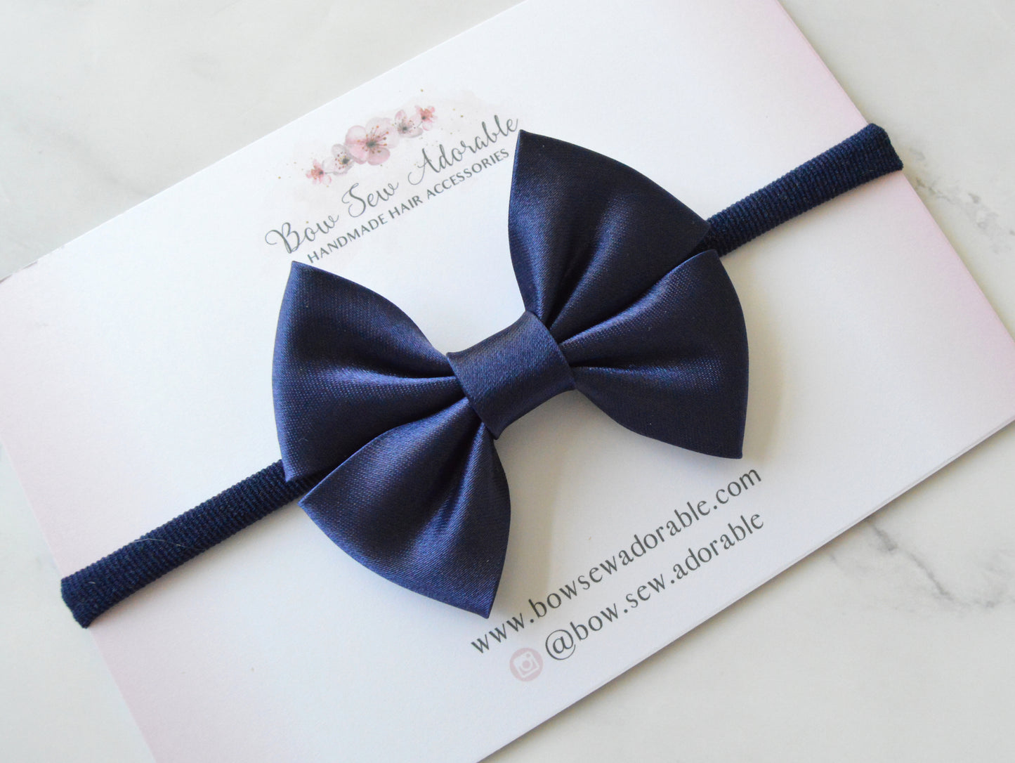 Navy satin bias | Hair bow