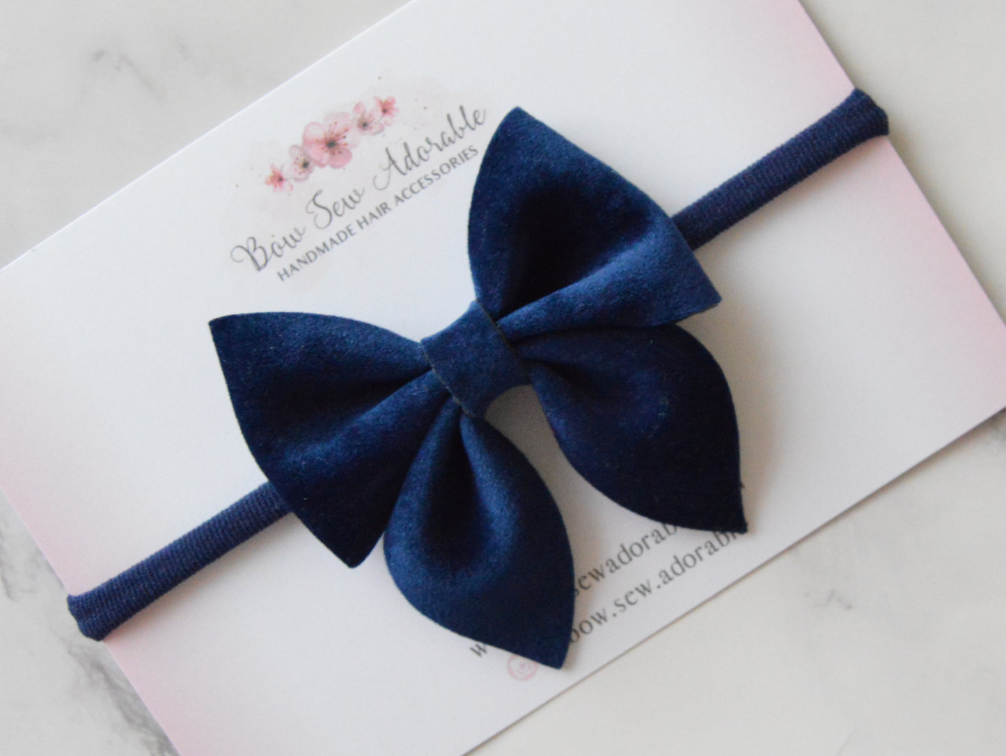 Navy velvet sailor | Hair bow