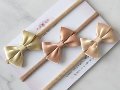 Mini satin nudes | Hair bow set/individual