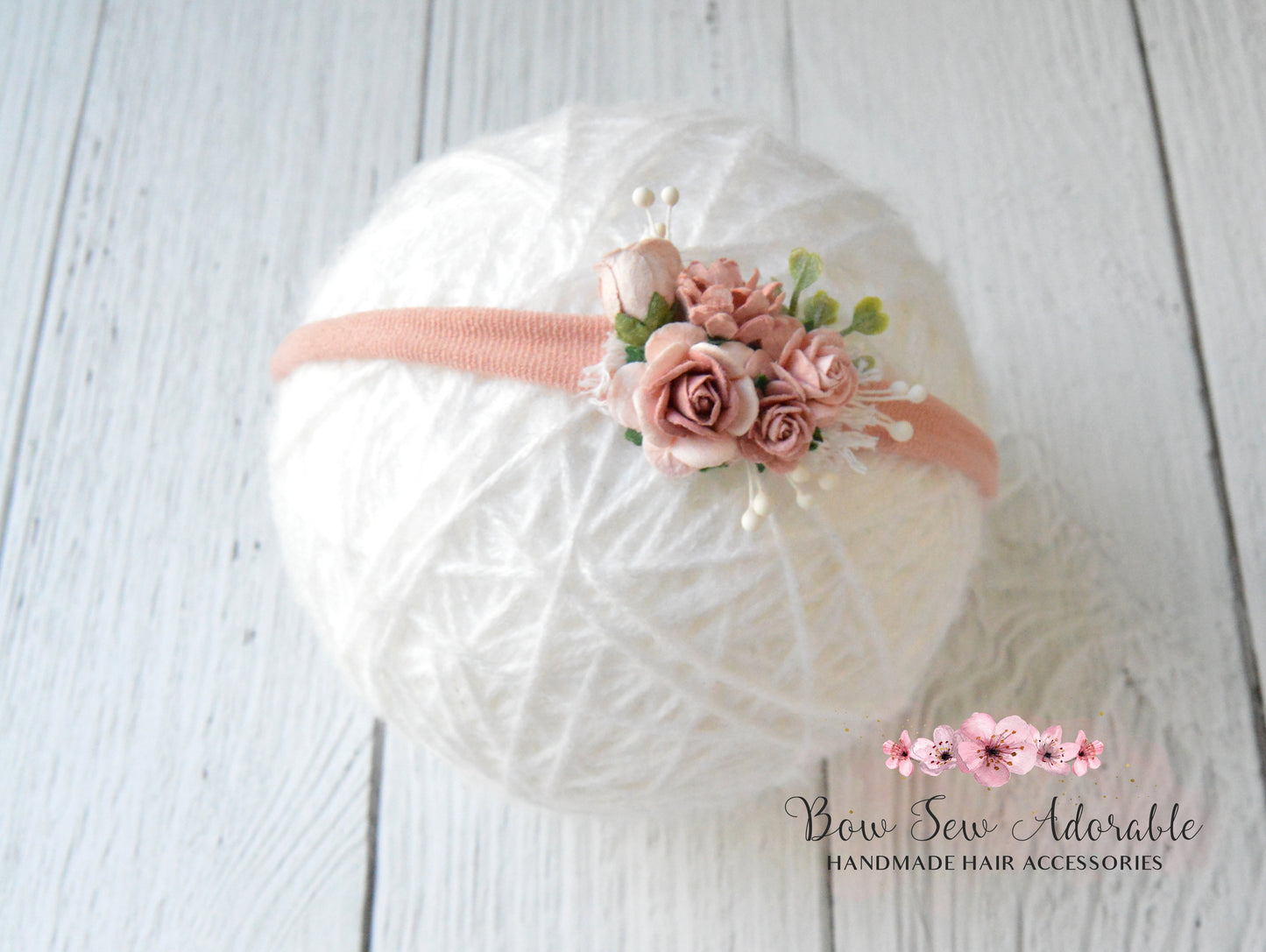 Mini dusky pink rose | Flower headband / clip