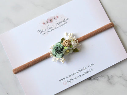 Mini eucalyptus rose | Flower headband/clip