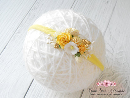 Mini lemon rose | Flower headband / clip