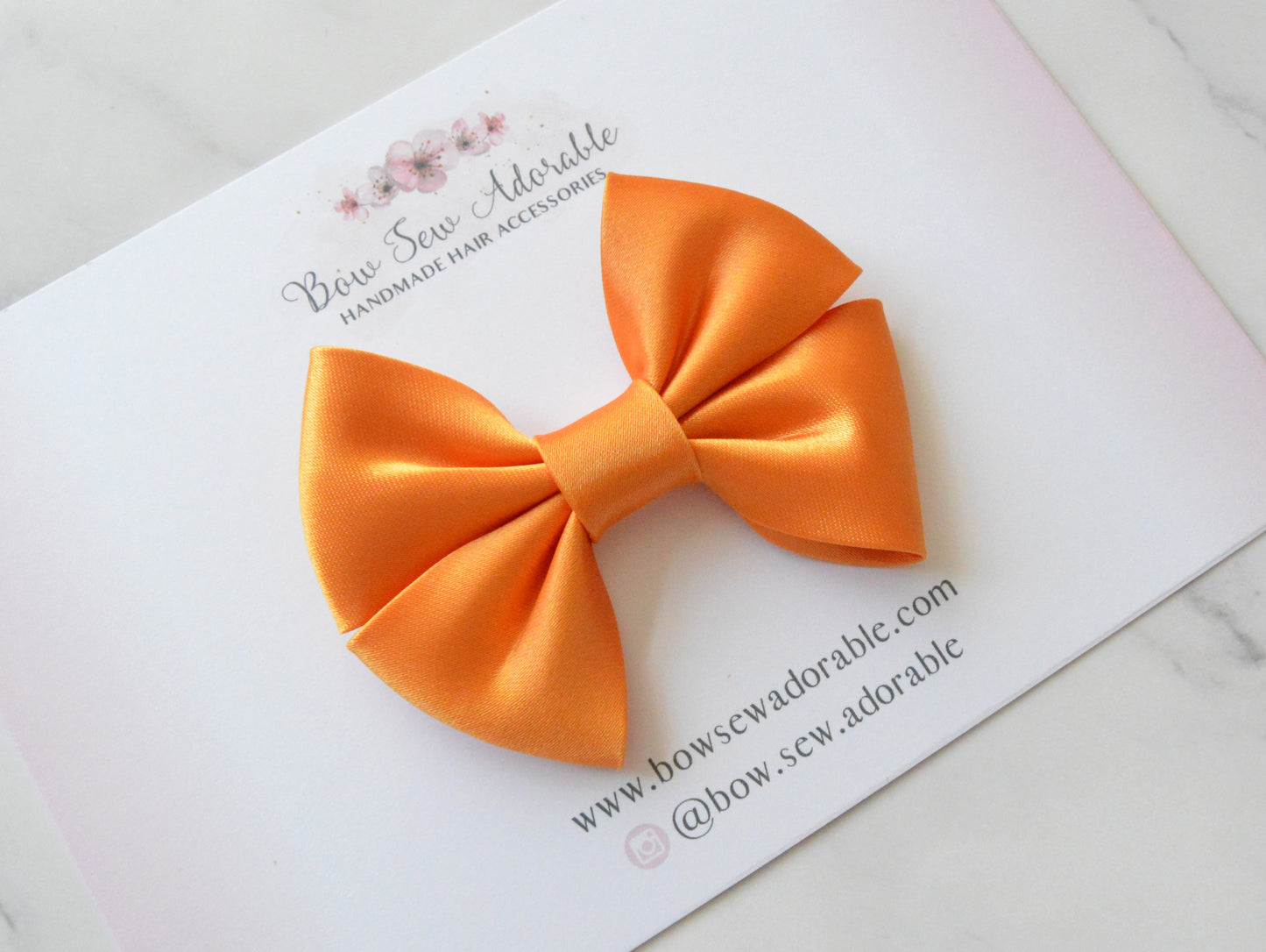 Orange satin bias | Hair bow