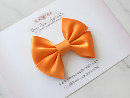 Orange satin bias | Hair bow