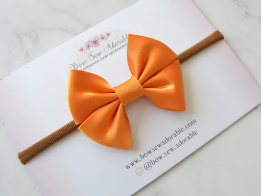 Orange satin bias | Hair bow